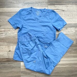 Cherokee Scrub Set Top and Pants Ceil Blue Medium Nurse CNA Uniform